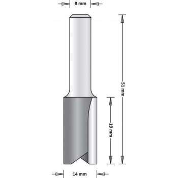 Hitachi 8 mm groeffrees 14 x 19 x 51mm