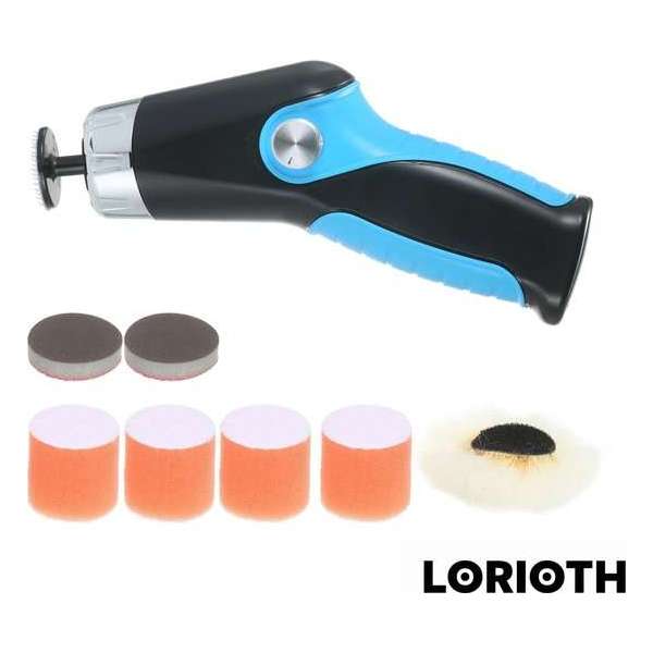 LORIOTH® Mini Polijstmachine - Polijster 8500Rpm - Poetsmachine -  Polijsten - USB-opladen - Auto accessoires - 60W - Zwart