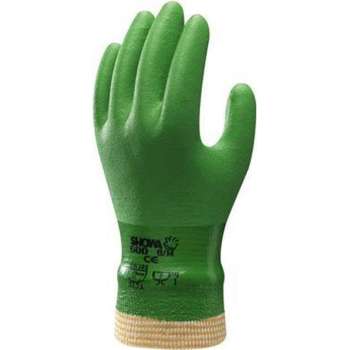 Showa 600 PVC Groen Tricot Manchet Werkhandschoenen - Maat L