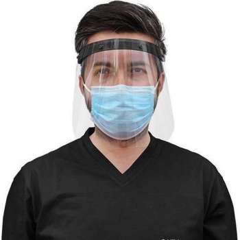 Face shield met spatscherm - 1 stuks - Zwart