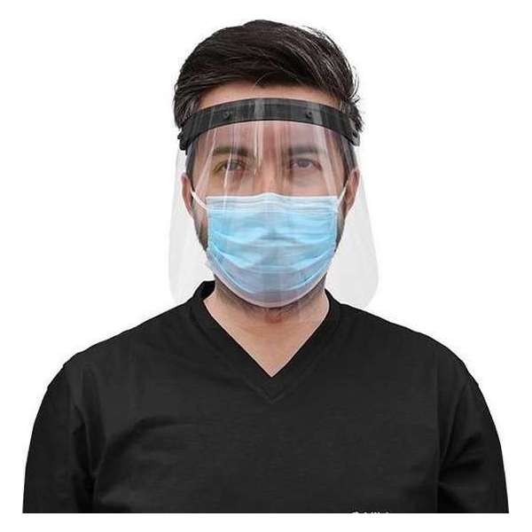 Face shield met spatscherm - 1 stuks - Zwart