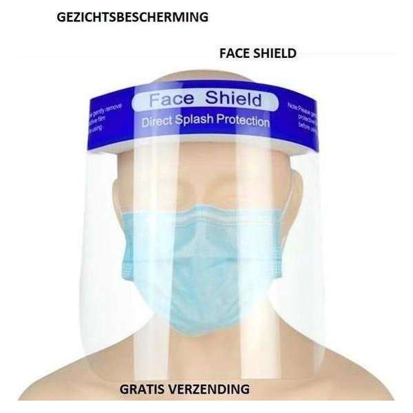 Spatmasker Gezichtscherm - Beschermkap voor gezicht - Transparant - 1 Stuks