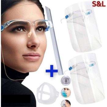 S&L Spatmasker Gezichtscherm - Transparant - Anti Condens - 10 Stuks + GRATIS masker beugel