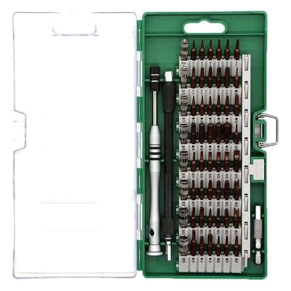 DELTACO VK-55 Gereedschap set smartphone reparatie, 58 stuks, Precisie CRV, groen