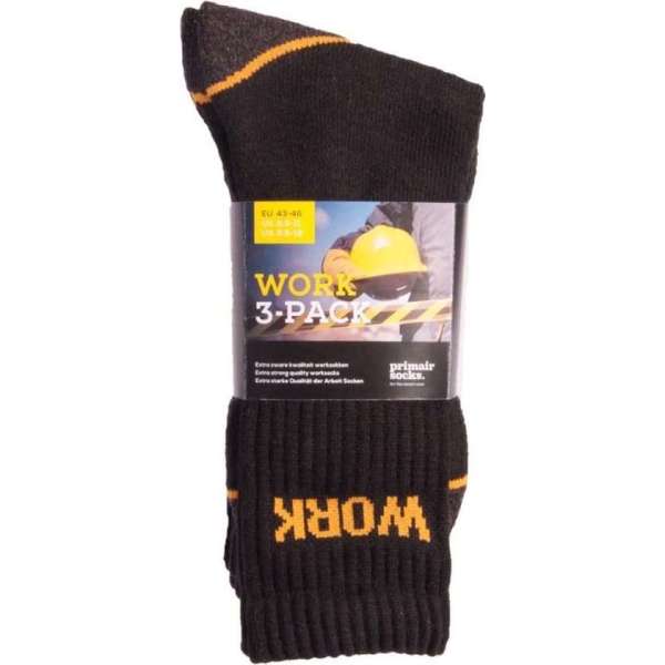 Primair Socks werksokken 3 pack zwart - zwart - 43-46