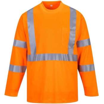 PORTWEST  T-shirt met lange mouwen en reflectie strepen Oranje Maat L