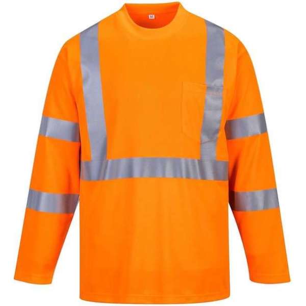 PORTWEST  T-shirt met lange mouwen en reflectie strepen Oranje Maat L