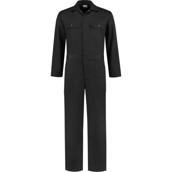 EM Workwear kinderoverall pol/kat Zwart met verdekte ritssluiting maat 98