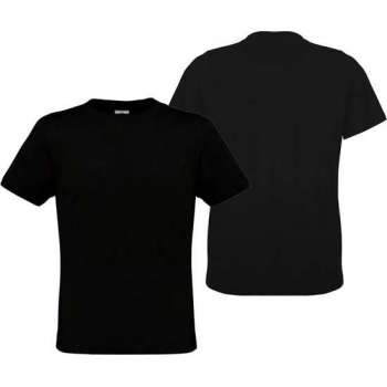 DUO PACK 2x B&C EXACT 190 UNISEX T-shirt| Onbedrukt | Zwart | Maat M | Blanco