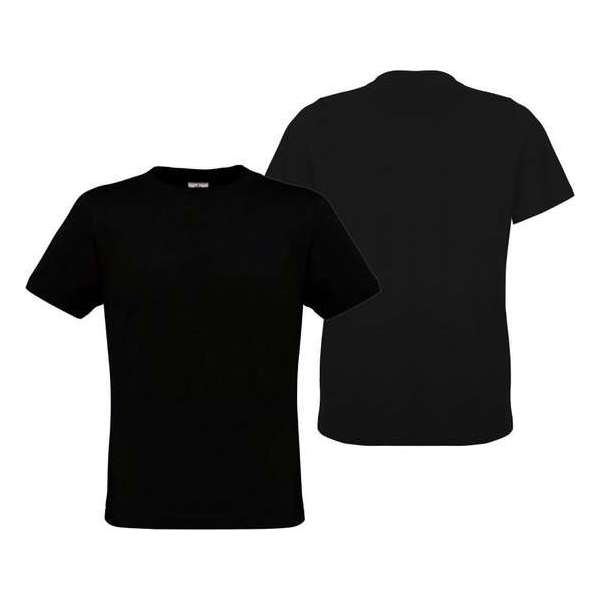 DUO PACK 2x B&C EXACT 190 UNISEX T-shirt| Onbedrukt | Zwart | Maat M | Blanco