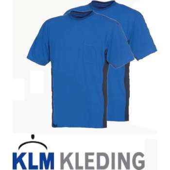 KLM Werkleding T-shirt heren tweekleurig - DUBBELPAK - 65% polyester/35% katoen 200 gr/m2 - (KOEN) Kobalt/Marine