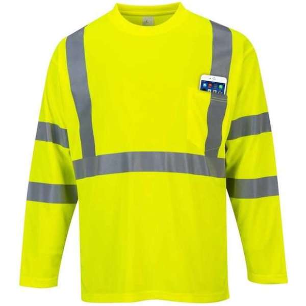 Hi-Vis T-shirt geel met lange mouw en reflectie strepen maat 2XL