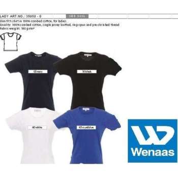 Wenaas - Dubbelpak T-shirt dames slim fit - 100% gekamde katoen 180 gr/m2 - 35050 Marine M