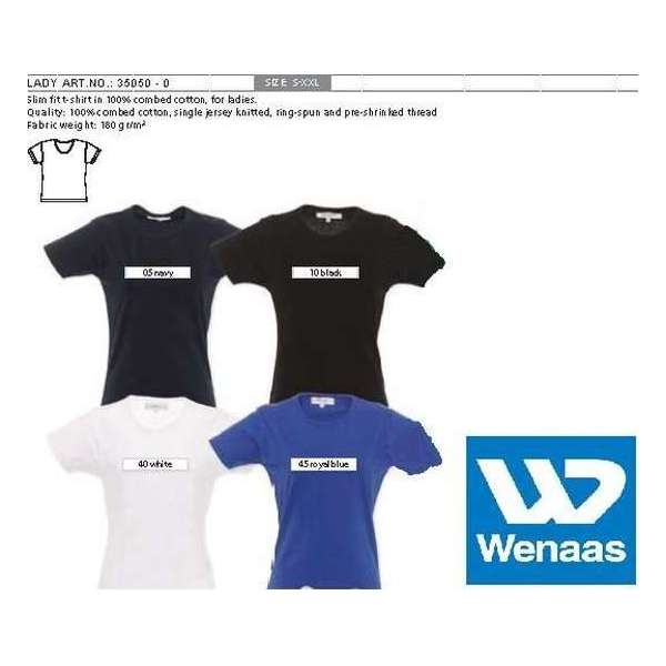 Wenaas - Dubbelpak T-shirt dames slim fit - 100% gekamde katoen 180 gr/m2 - 35050 Marine M