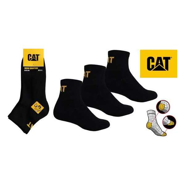 CATERPILLAR SOKKEN - CAT Work Quarters sokken - 47/50 - zwart - 3 paar