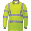 Hi-Vis Poloshirt Geel met lange mouw en reflectie strepen Maat 3XL.