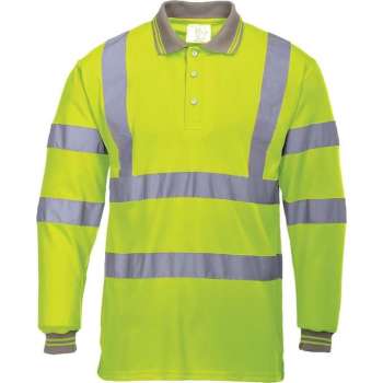 Hi-Vis Poloshirt Geel met lange mouw en reflectie strepen Maat 3XL.