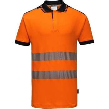 Portwest T180 - Hi-Vis Vision Poloshirt - Orange/Zwart - R Maat S