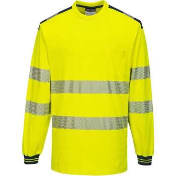 Portwest T185 - PW3 Hi-Vis T-shirt met lange mouw Geel/marine Maat:3XL