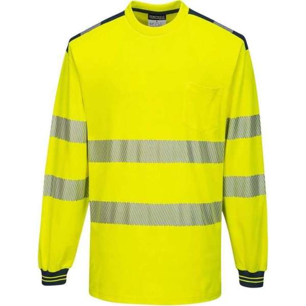 Portwest T185 - PW3 Hi-Vis T-shirt met lange mouw Geel/marine Maat:3XL