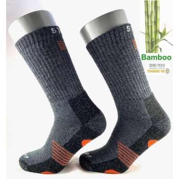 Bamboe Techno Werksokken - Multipack - 2 paar - Grey-Orange 35/38