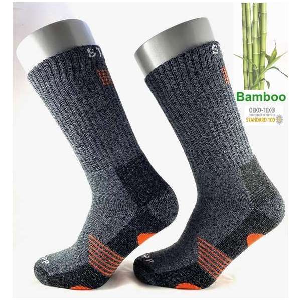 Bamboe Techno Werksokken - Multipack - 2 paar - Grey-Orange 35/38