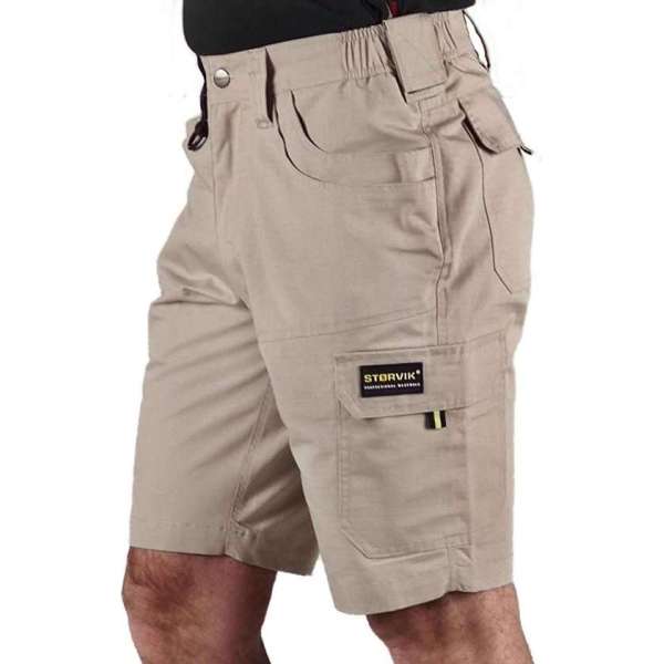 STØRVIK Licht Gewicht Korte Werkbroek Heren Khaki - Maat XS - RON