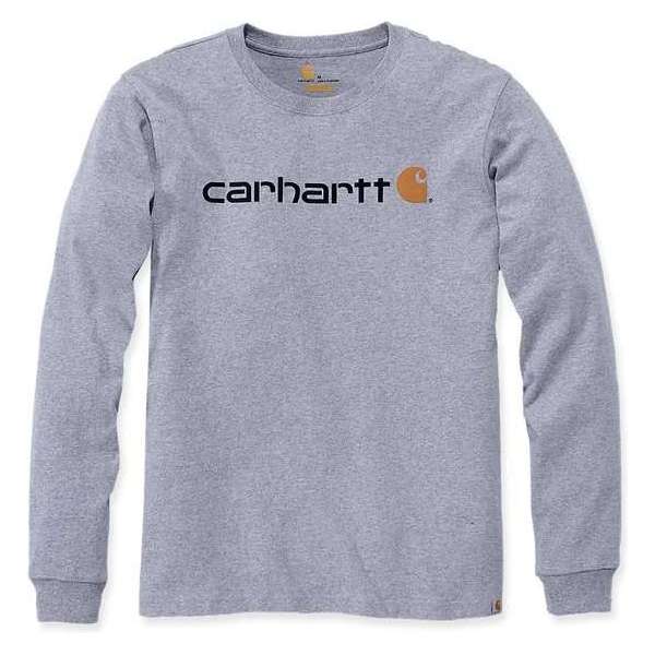 Carhartt 104107 Core Logo Longsleeve T-Shirt - Relaxed Fit - Heather Grey - L