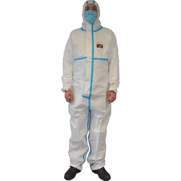 Hightec™ Pharma Coverall, Wegwerp overall, Cat III, Type 4/5/6, Wit, Taped, 65g/m2