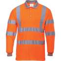 Hi-Vis Poloshirt Oranje met lange mouw en reflectie strepen Maat M.