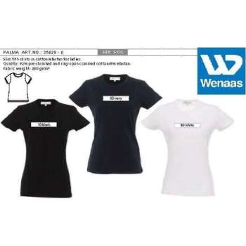 Wenaas - Dubbelpak T-shirt dames slim fit - gekamde katoen met 8% elastaan 200 gr/m2 - (PALMA) 35029 Zwart L