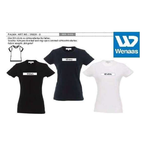 Wenaas - Dubbelpak T-shirt dames slim fit - gekamde katoen met 8% elastaan 200 gr/m2 - (PALMA) 35029 Zwart L