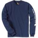 Carhartt EK231 Signature Sleeve Logo Longsleeve T-Shirt - Relaxed Fit - Navy - XL