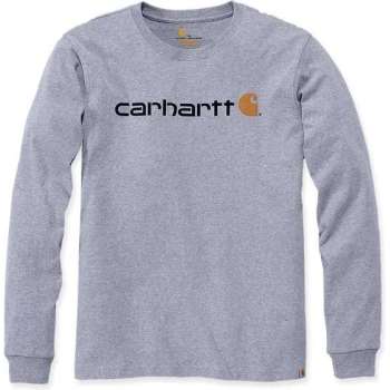 Carhartt 104107 Core Logo Longsleeve T-Shirt - Relaxed Fit - Heather Grey - XL