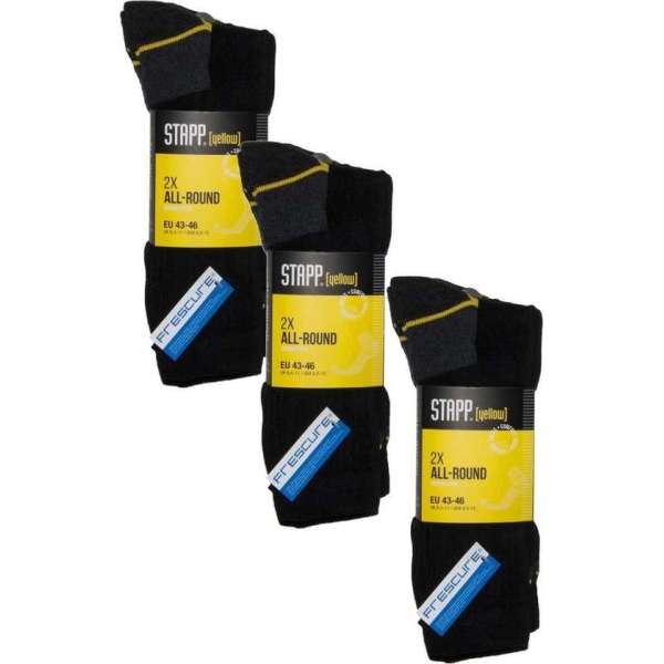 Stapp Yellow Herensok Allround Zwart - Sokken - 3 x 39-42 2-Pack