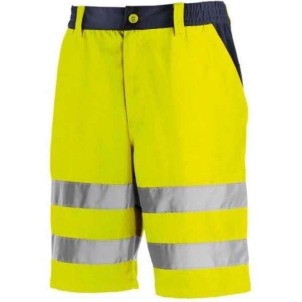 TeXXor Hi-Vis korte werkbroek Erie - Fluor geel | Donkerblauw - 62