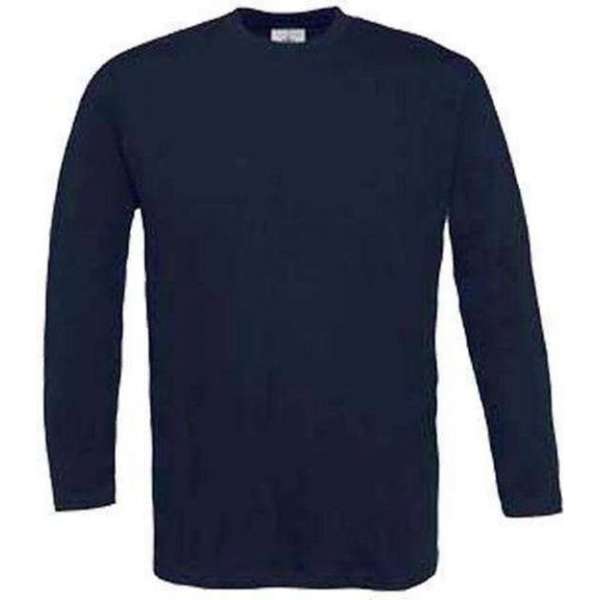 B & C Veiligheidskleding T-shirt navyblauw Exact 190LSL L   langemouwen