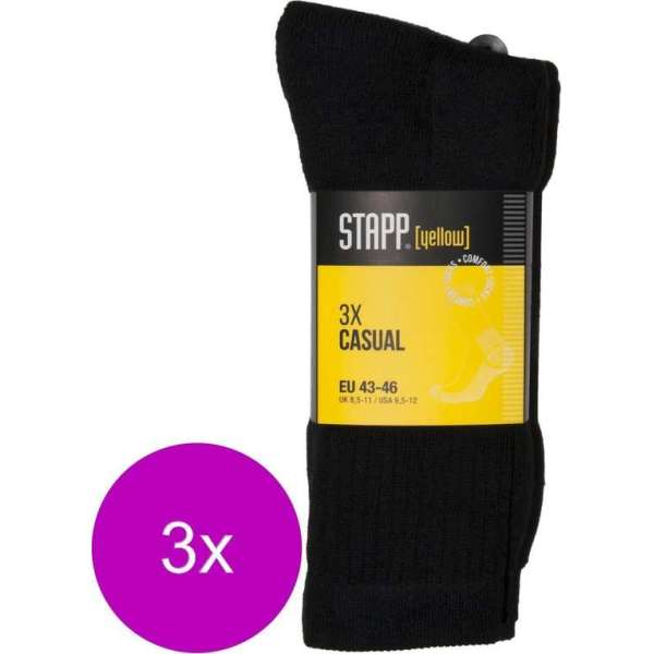 Stapp Yellow Herensok Casual Zwart - Sokken - 3 x 39-42 3-Pack