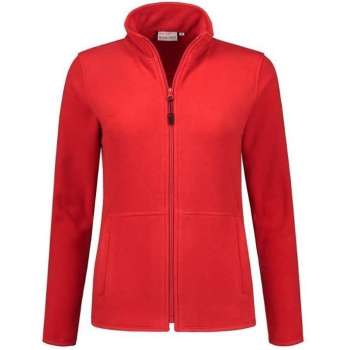 Santino Bormio Dames Fleecejack lange mouwen+Rits - Geen bedrukking - Rood - XXL