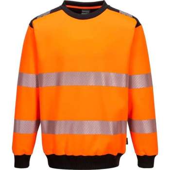 Portwest PW379 - PW3 Hi-Vis Sweatshirt met ronde hals Oranje/zwart Maat : L