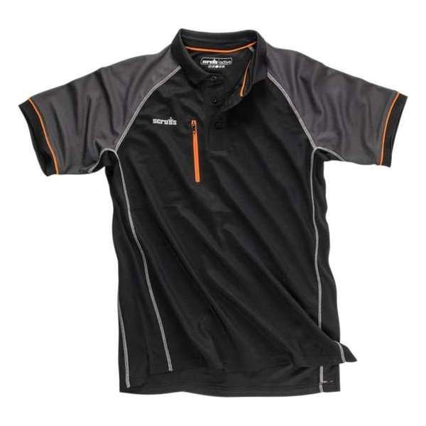 Scruffs "Active" Zwarte Werk Poloshirt - Maat S