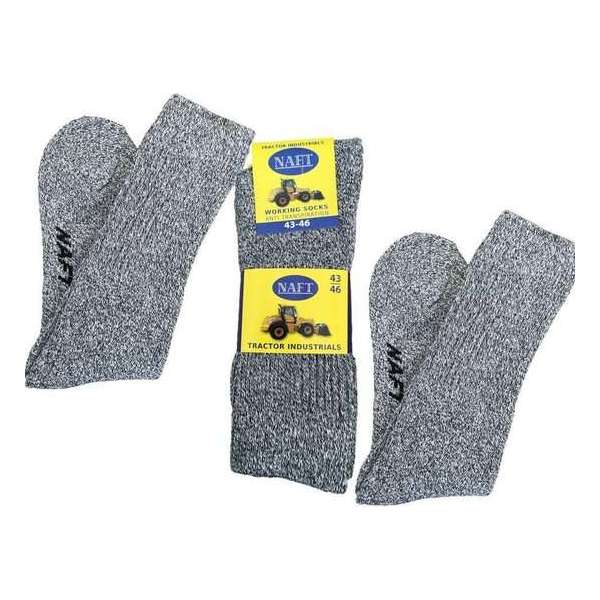 Naft - Crewsocks - 3 paar Werksokken - Grijs/Zwart - Maat 47-50 - 92% Katoen/Wol mix