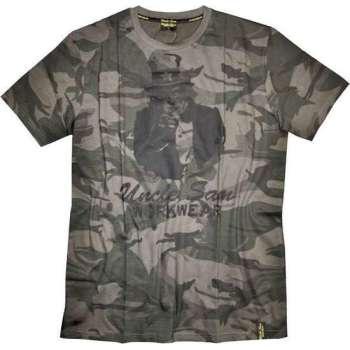 Uncle Sam WORKWEAR T-shirt met ronde hals en opdruk camouflage maat XXL