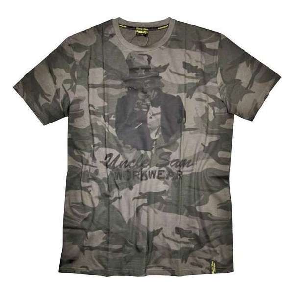 Uncle Sam WORKWEAR T-shirt met ronde hals en opdruk camouflage maat XXXL