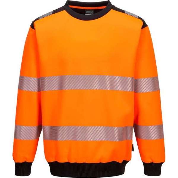 Portwest PW379 - PW3 Hi-Vis Sweatshirt met ronde hals Oranje/zwart Maat : XL