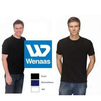 Wenaas - Dubbelpak T-shirt heren slim fit - gekamde katoen met 8% elastaan 200 gr/m2 - (MALAGA) 35031 Zwart