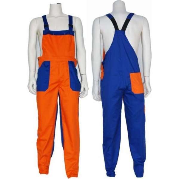 Yoworkwear Tuinbroek polyester/katoen oranje-korenblauw maat 116