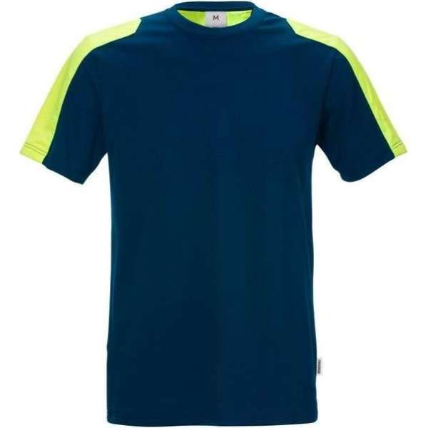 Fristads t-shirt 111261 stretch marine/fluorgeel