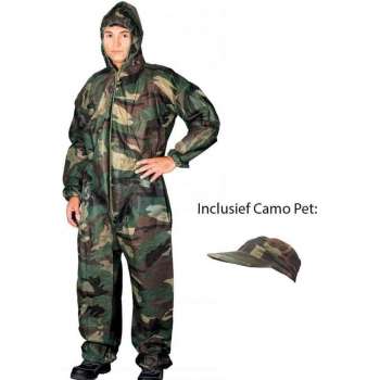 Camouflage Overall met Pet – Outdoor kleding – Groen Camo – Maat XL