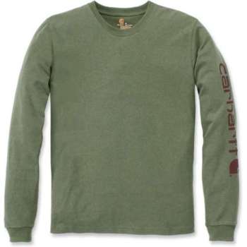 Carhartt EK231 Sleeve Logo T-Shirt - Relaxed Fit - Olivine Heather - M